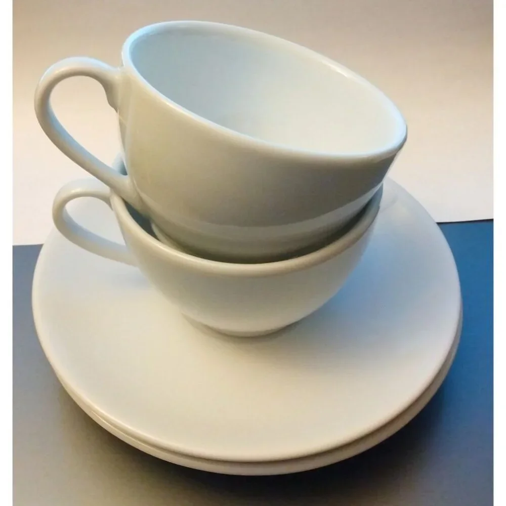 Set of 2 Vintage Apilco Tradition Porcelain Cups & Saucers for Tea Coffee